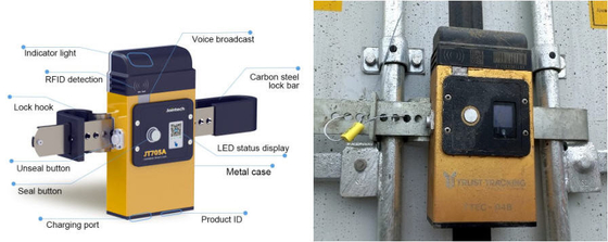 GPS Bluetooth Container Lock 4G 2G 3 Weeks Battery Metal Body Carton Steel Lock Rod