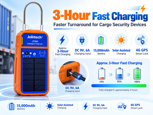 JT800 ソーラーアシストスマート電子ロック 3時間急速充電で貨物セキュリティ